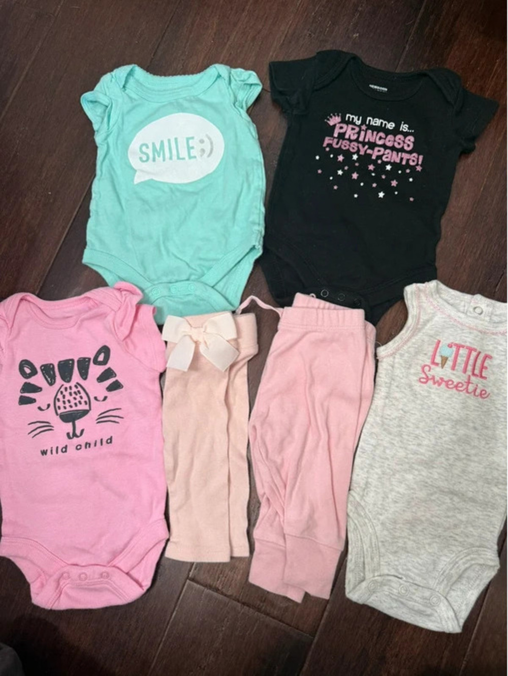 Newborn Girls Graphic Onesies and Pant Bundle